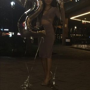 Boohoo Dark Mauve cut out midi